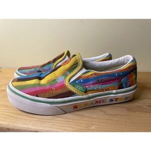 Vans Classic Slip On Sesame Street Shoes Youth Size 1 Rainbow Stripes Big Bird